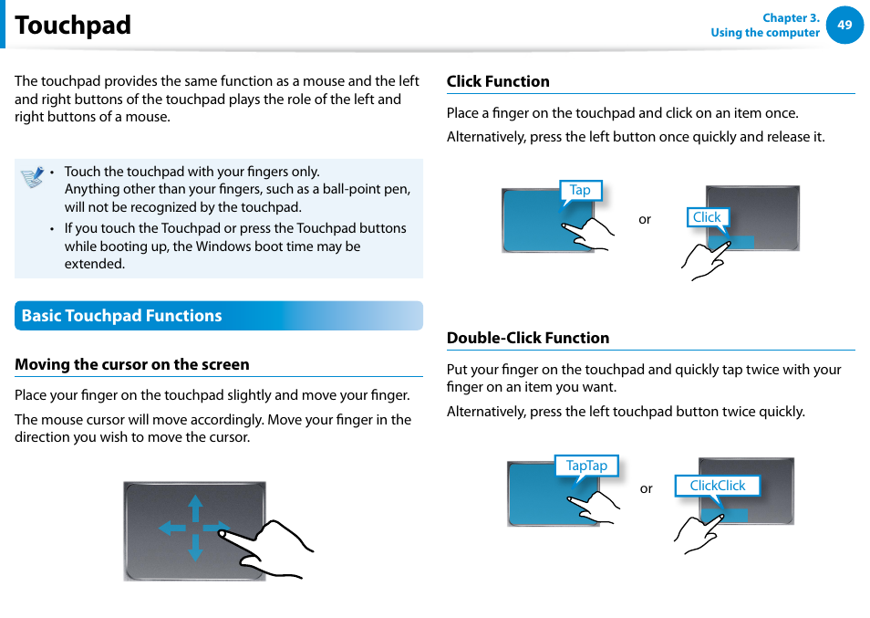 Touchpad | Samsung NP700Z5A-S09US User Manual | Page 50 / 156