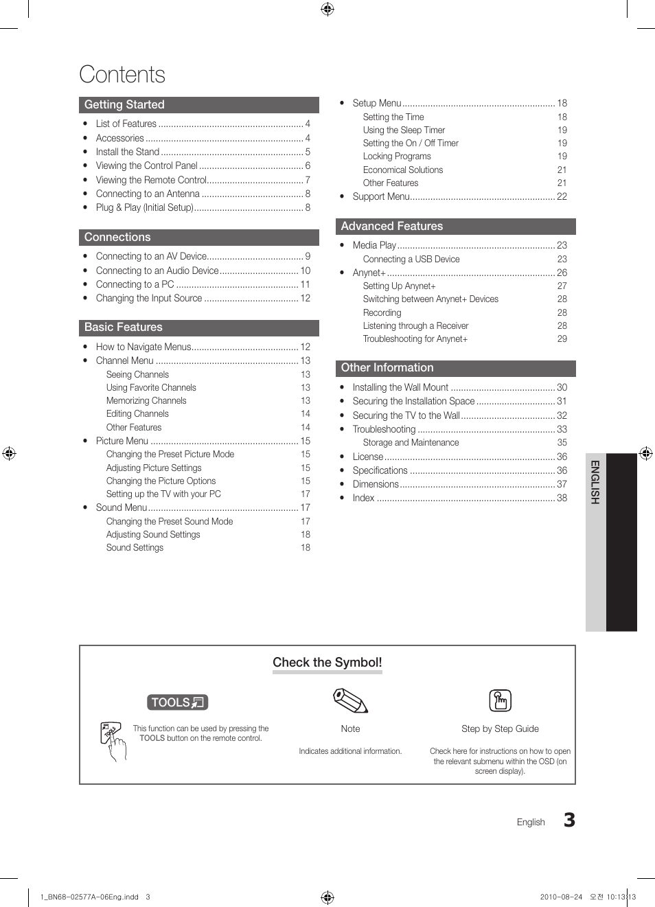 Samsung PN50C450B1DXZA User Manual | Page 3 / 38