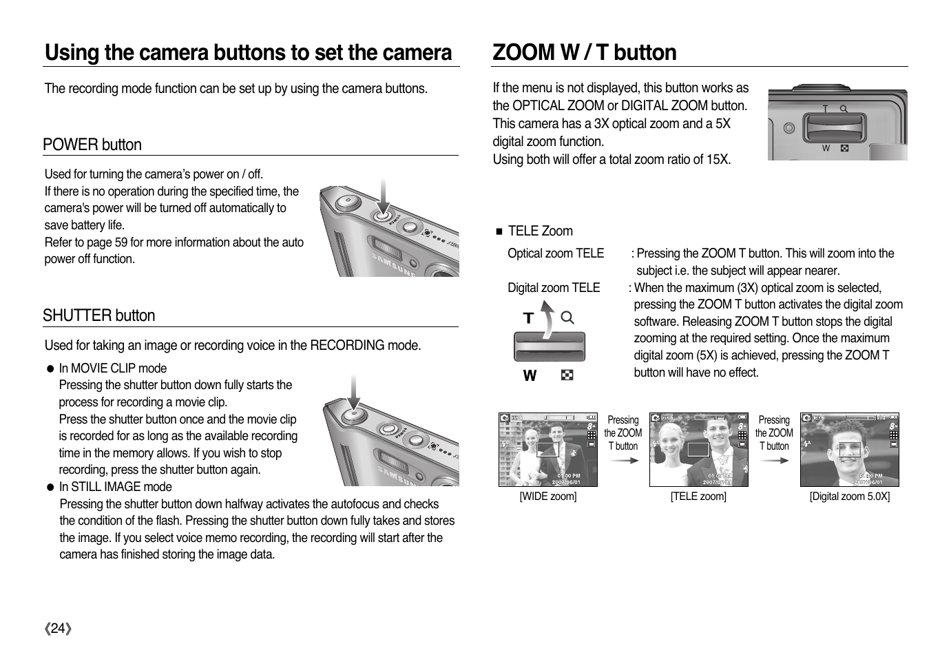 Power button, Shutter button | Samsung L83T User Manual | Page 25 / 114