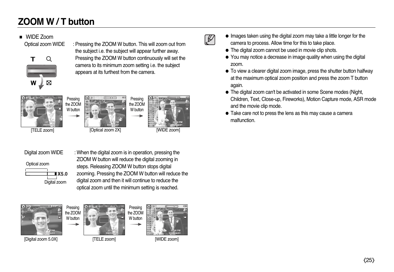 Zoom w / t button | Samsung L83T User Manual | Page 26 / 114
