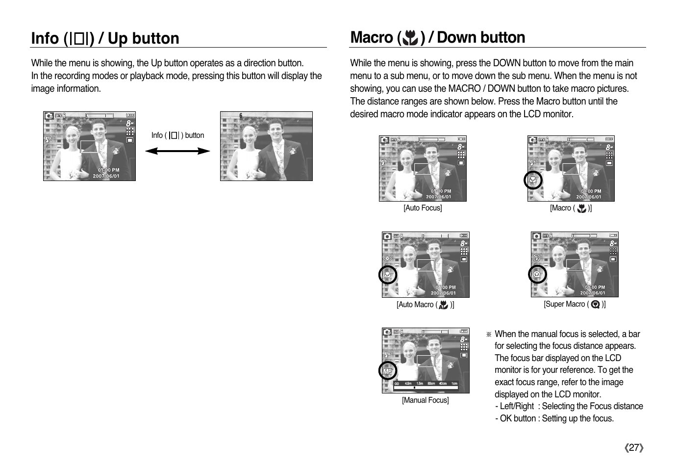 Info ( ) / up button macro ( ) / down button | Samsung L83T User Manual | Page 28 / 114