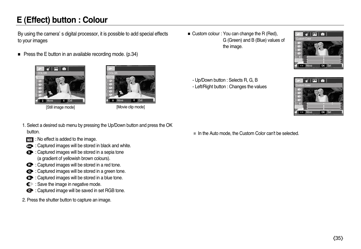 E (effect) button : colour | Samsung L83T User Manual | Page 36 / 114