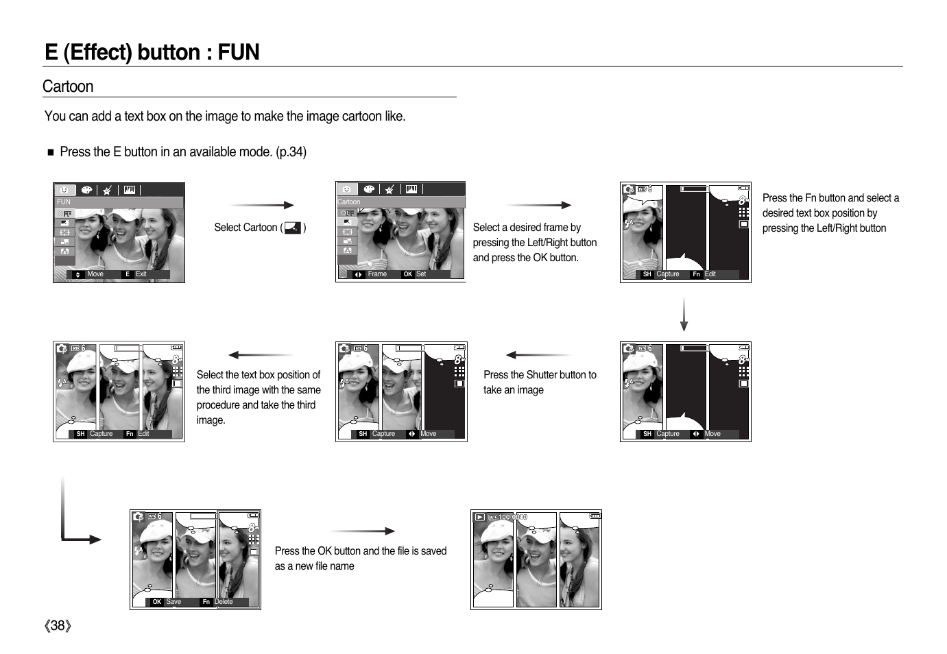 E (effect) button : fun, Cartoon | Samsung L83T User Manual | Page 39 / 114