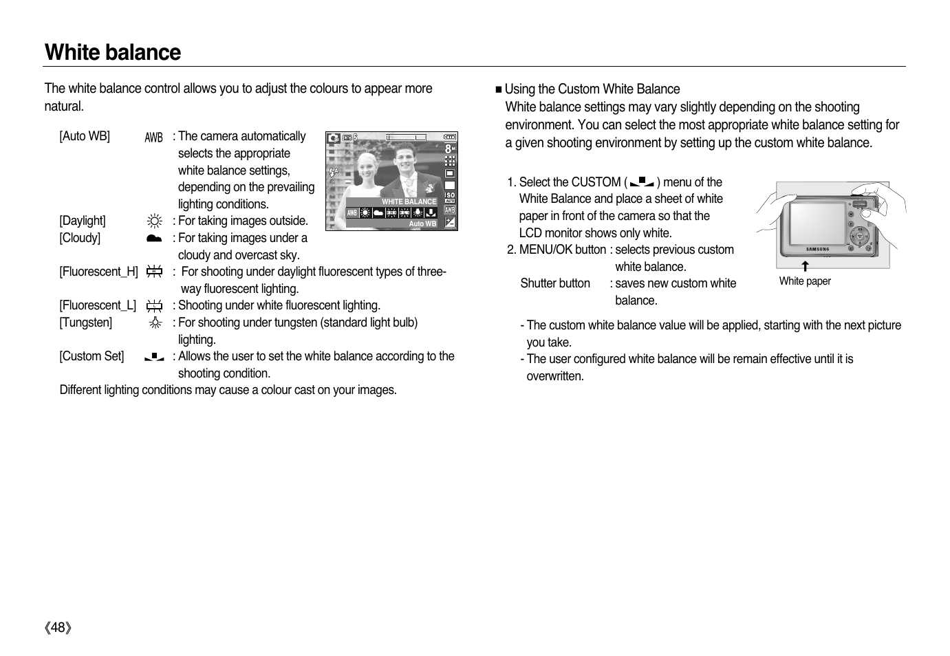 White balance | Samsung L83T User Manual | Page 49 / 114