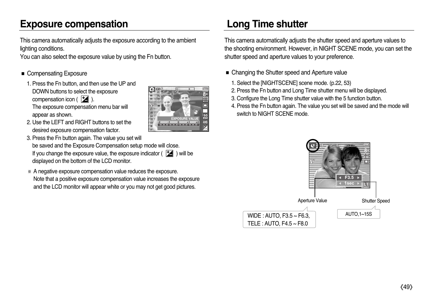 Exposure compensation long time shutter | Samsung L83T User Manual | Page 50 / 114