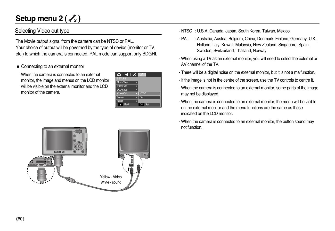 Setup menu 2 ( ), Selecting video out type | Samsung L83T User Manual | Page 61 / 114