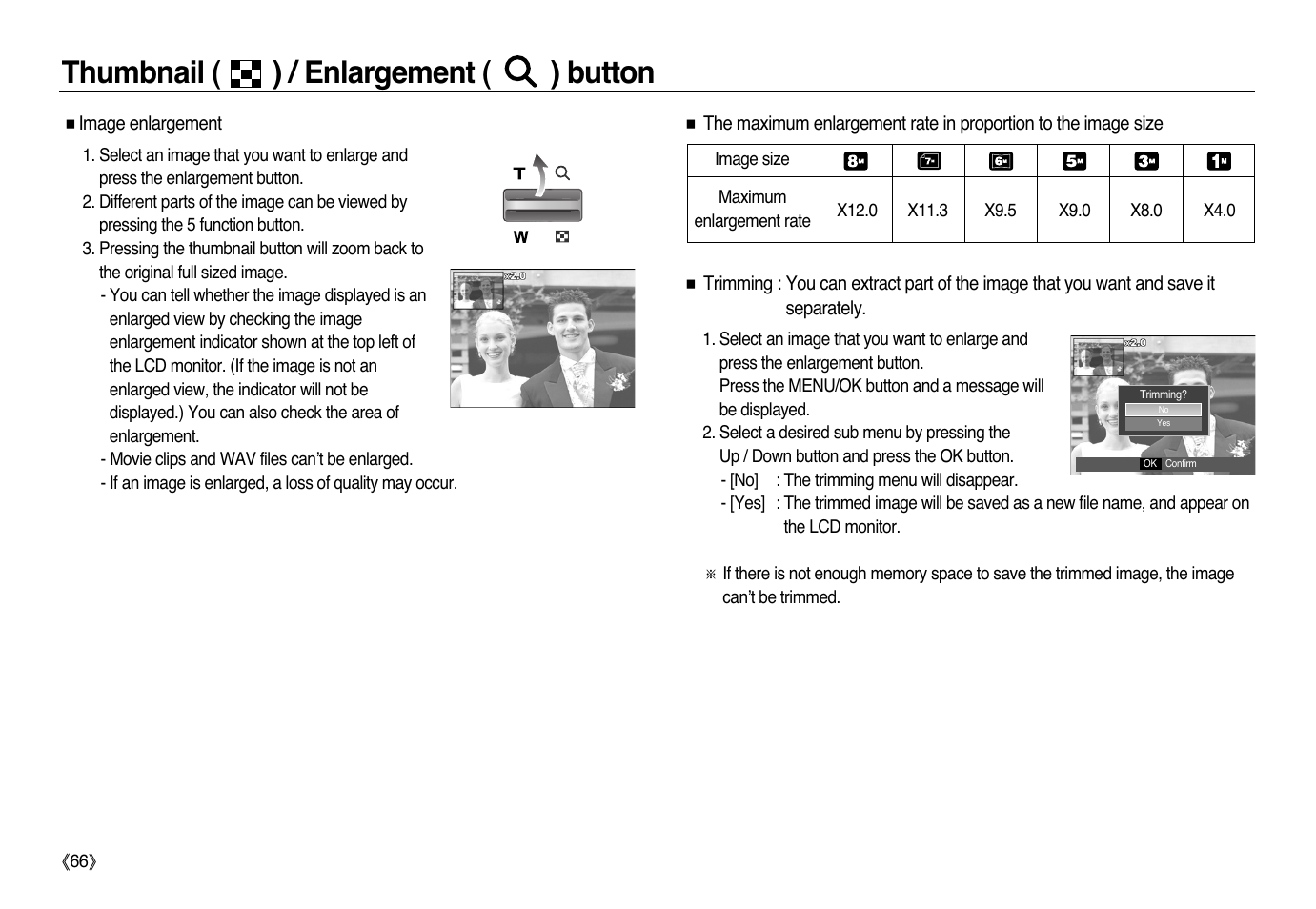 Thumbnail ( ) / enlargement ( ) button | Samsung L83T User Manual | Page 67 / 114