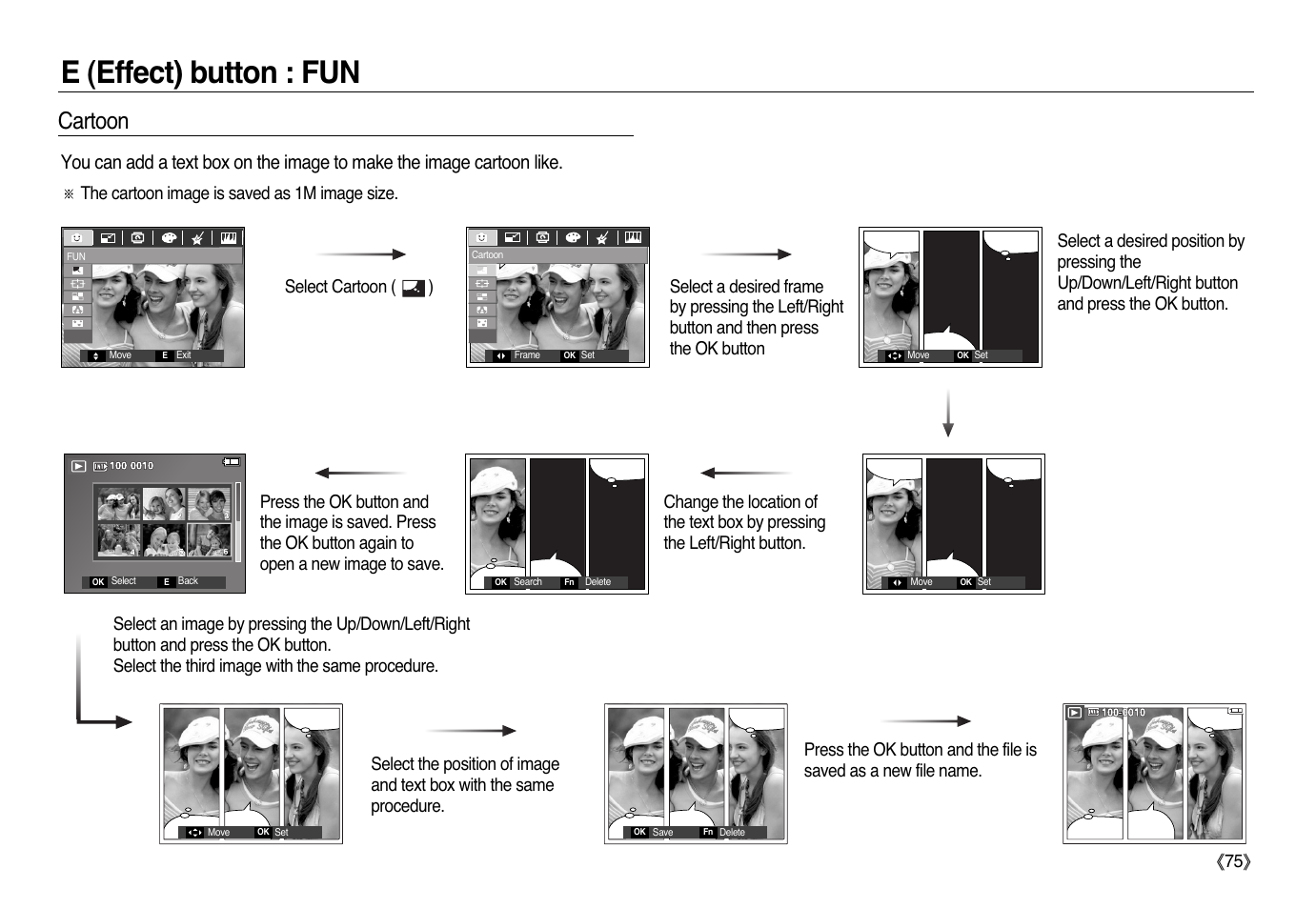 E (effect) button : fun, Cartoon, The cartoon image is saved as 1m image size | Samsung L83T User Manual | Page 76 / 114