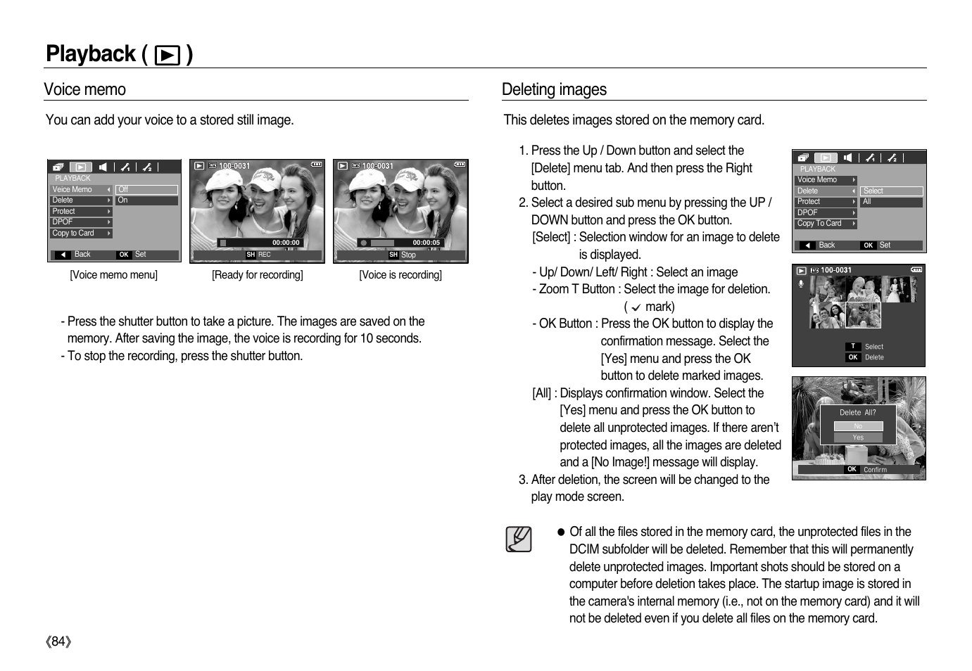 Playback ( ), You can add your voice to a stored still image | Samsung L83T User Manual | Page 85 / 114