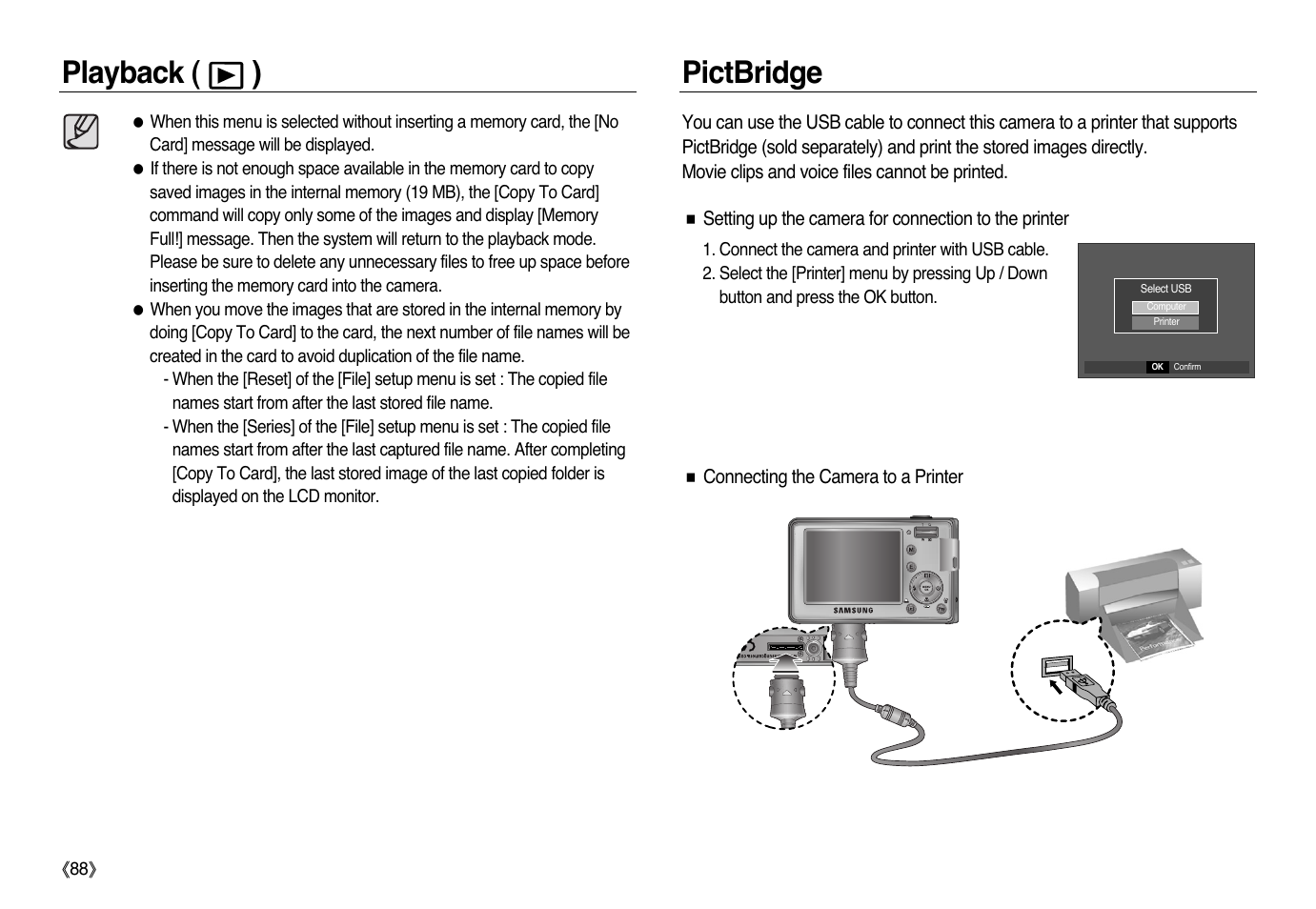 Playback ( ) pictbridge | Samsung L83T User Manual | Page 89 / 114