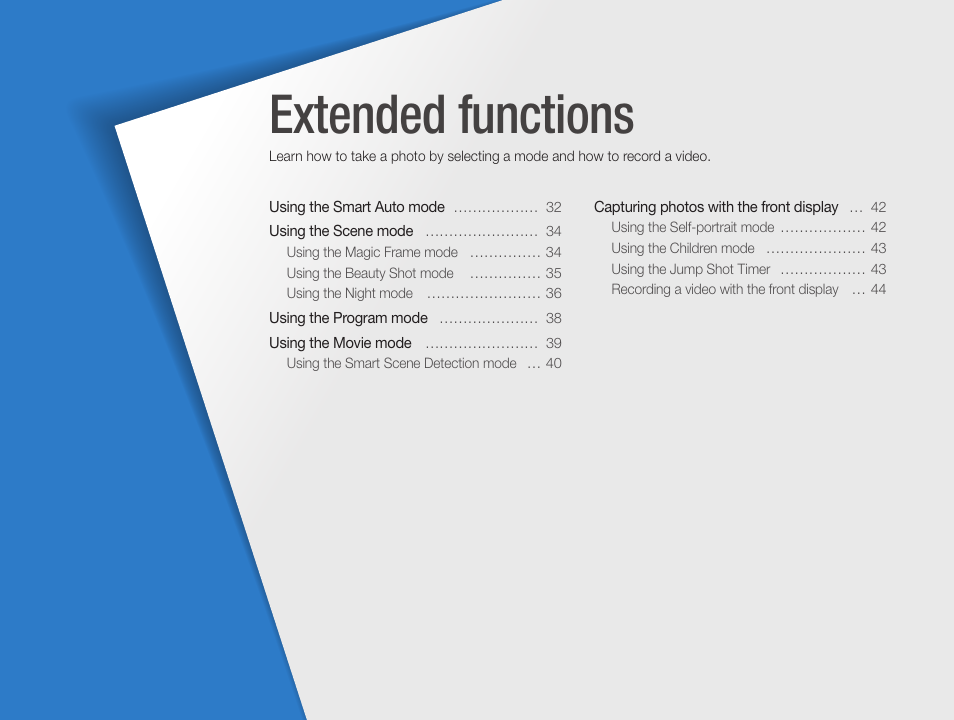 Extended functions | Samsung EC-DV100ZFPSCA User Manual | Page 32 / 122