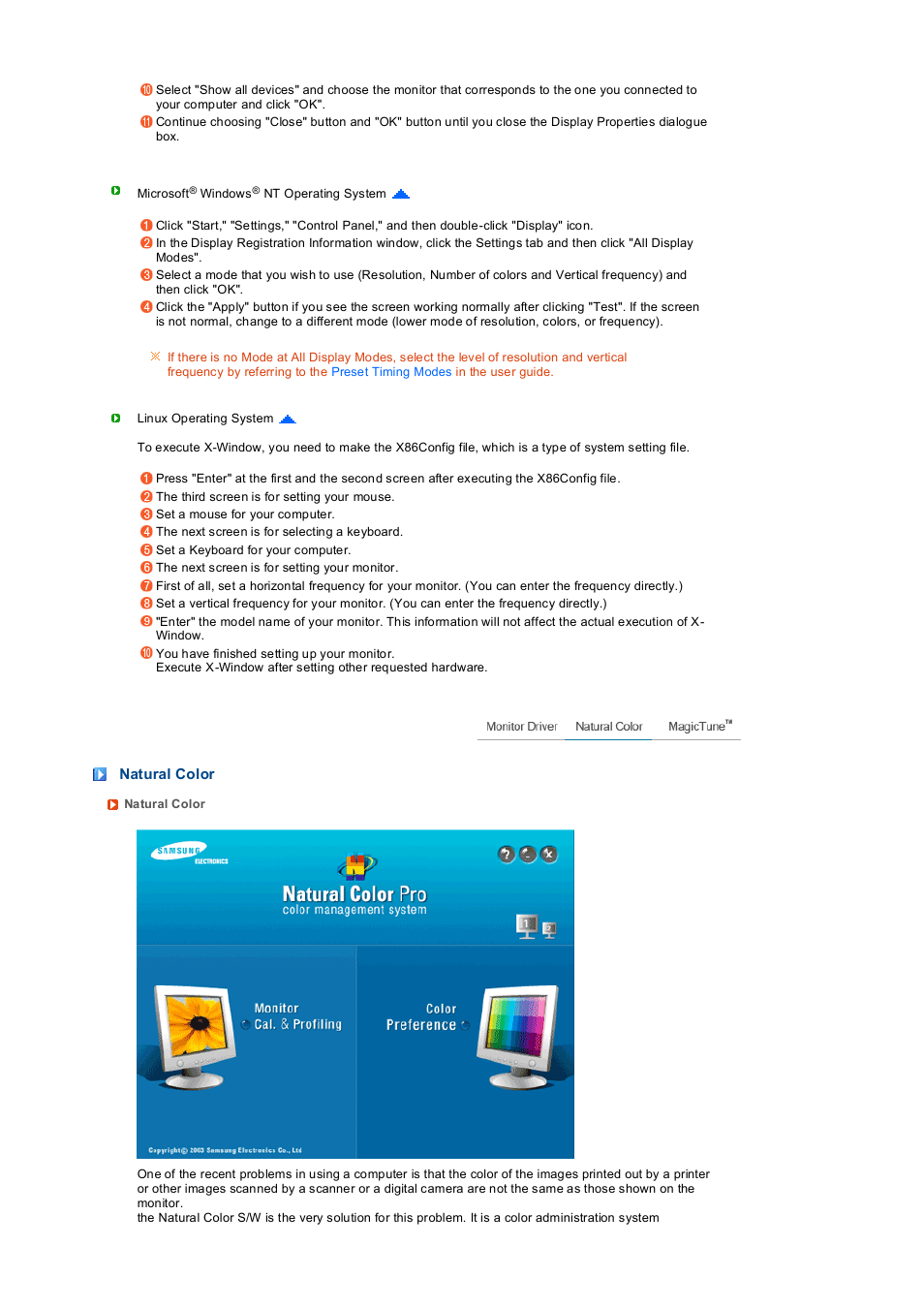 Natural color | Samsung LS19PEDSFV-XAA User Manual | Page 23 / 58