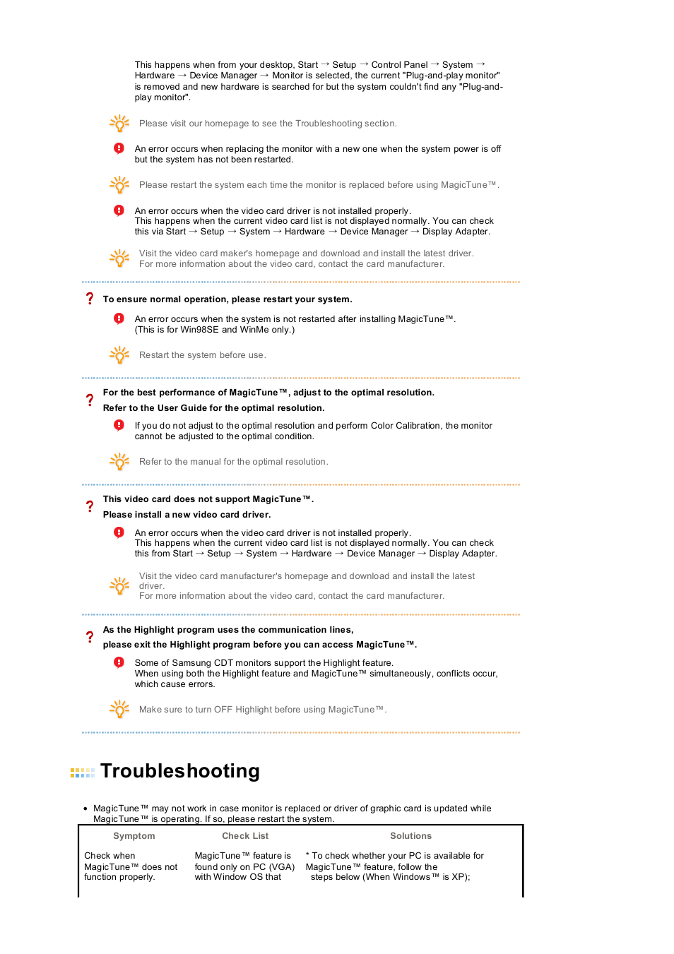 Troubleshooting | Samsung LS19PEDSFV-XAA User Manual | Page 32 / 58