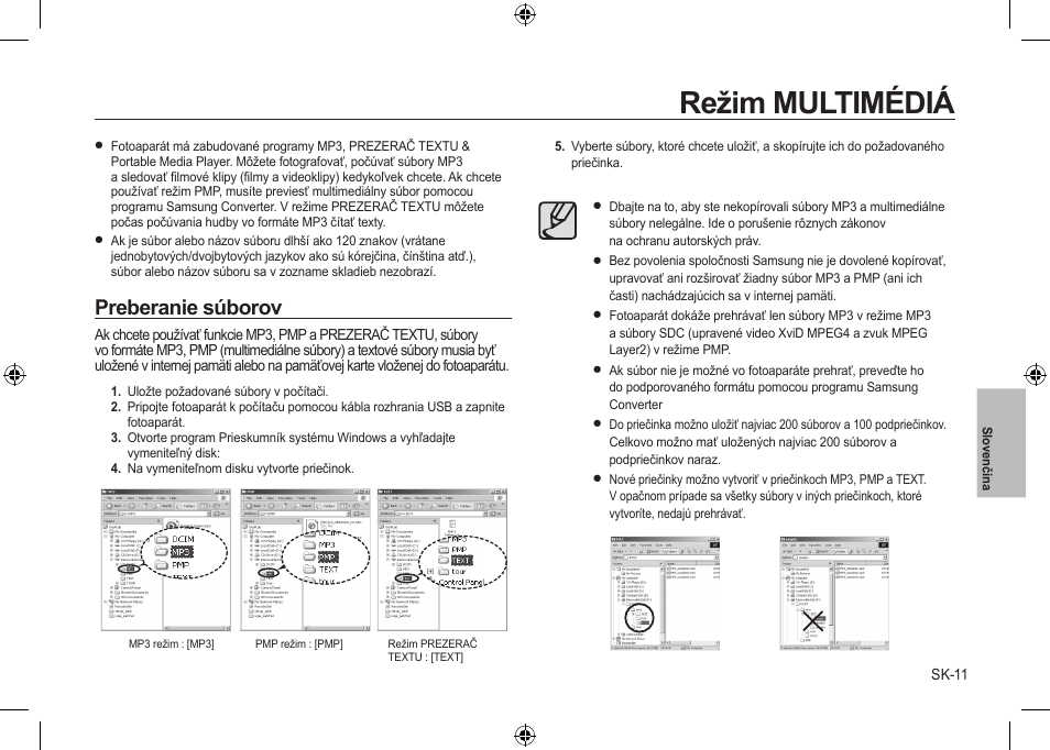 Režim multimédiá, Preberanie súborov | Samsung i8 User Manual | Page 121 / 184