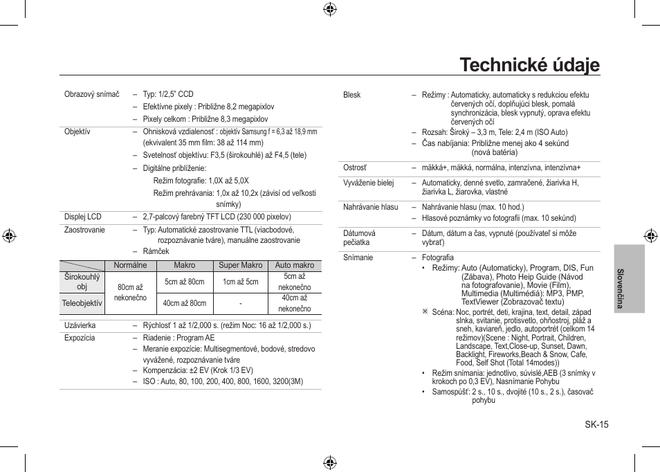Technické údaje | Samsung i8 User Manual | Page 125 / 184