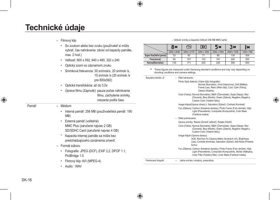 Technické údaje, Sk-16 | Samsung i8 User Manual | Page 126 / 184