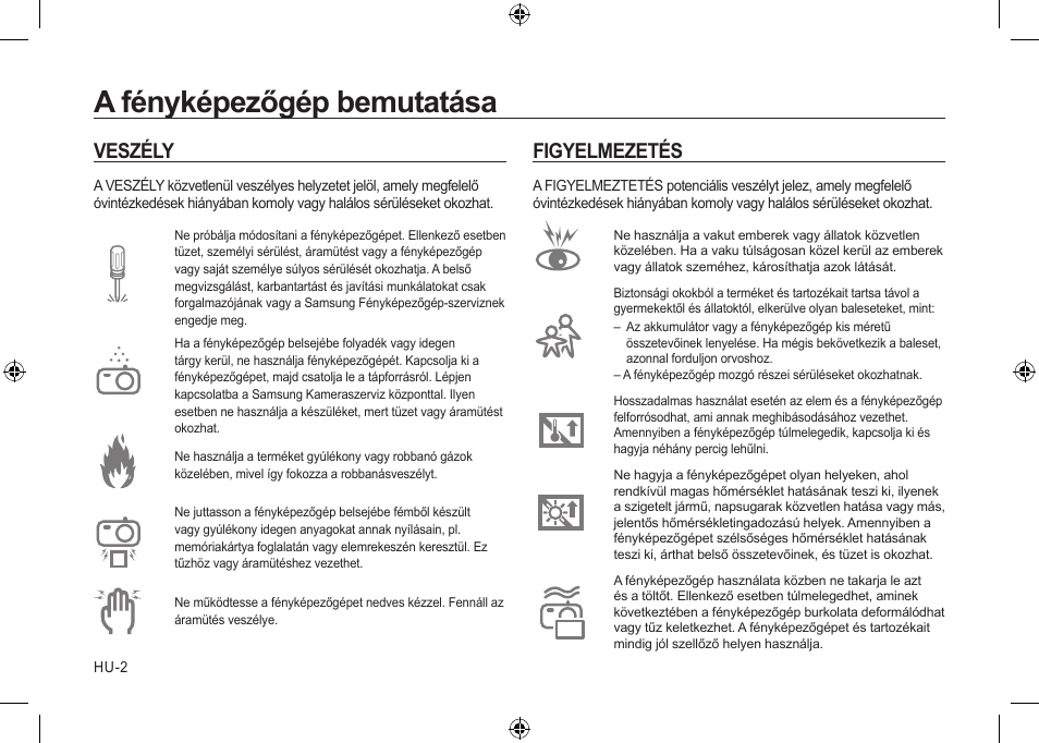 A fényképezőgép bemutatása, Veszély, Figyelmezetés | Samsung i8 User Manual | Page 130 / 184