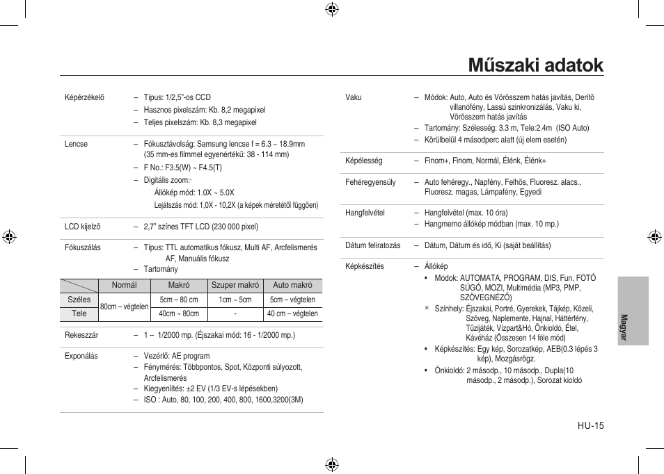 Műszaki adatok | Samsung i8 User Manual | Page 143 / 184