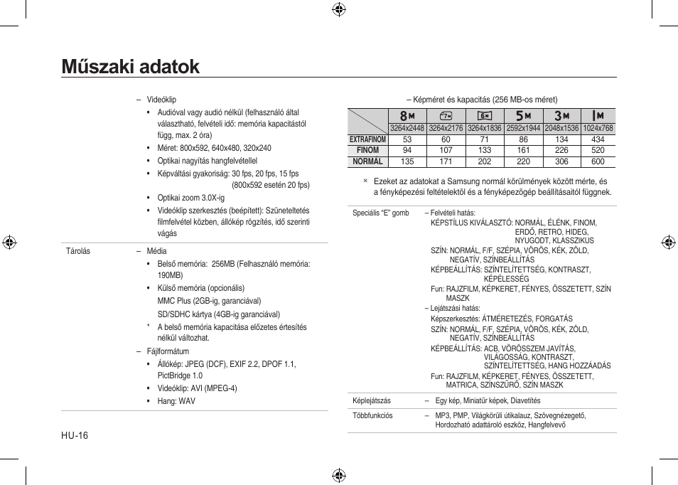 Műszaki adatok | Samsung i8 User Manual | Page 144 / 184