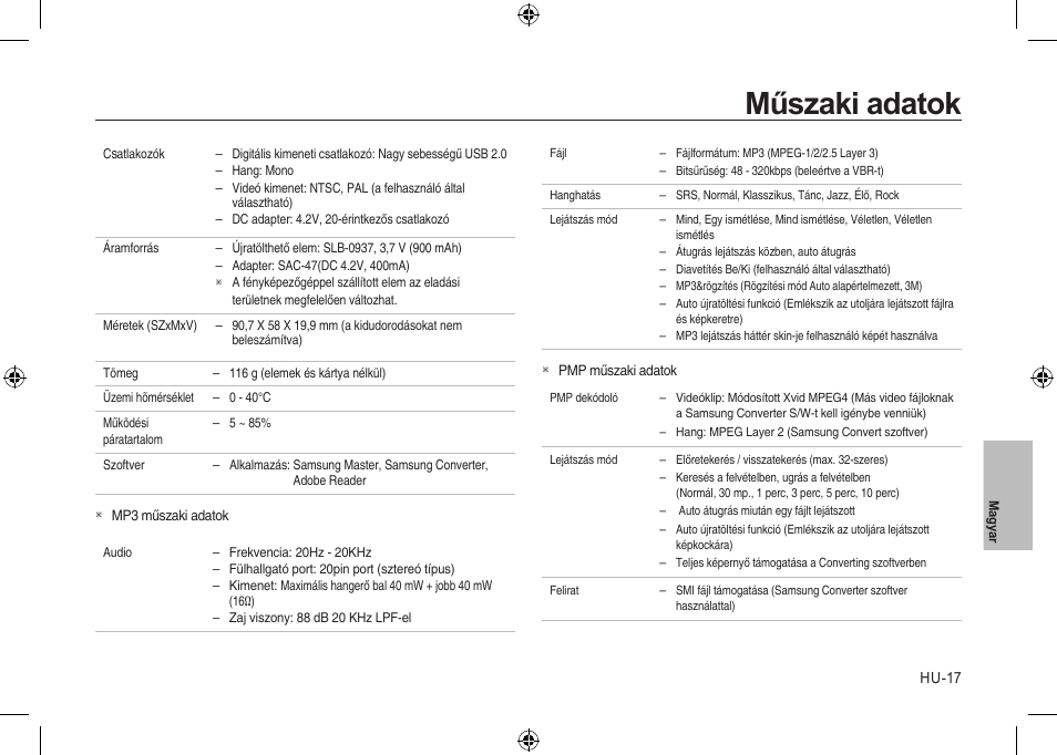 Műszaki adatok | Samsung i8 User Manual | Page 145 / 184