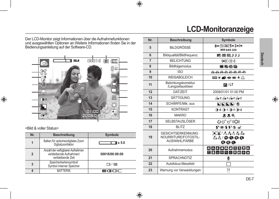 Lcd-monitoranzeige | Samsung i8 User Manual | Page 27 / 184