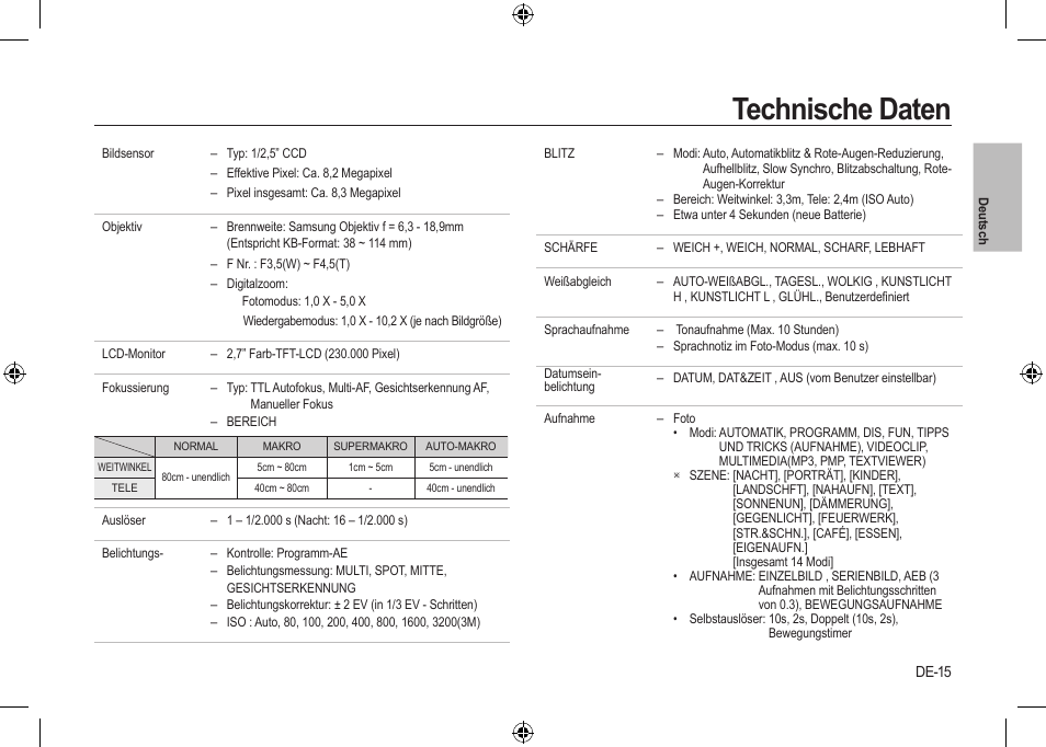 Technische daten | Samsung i8 User Manual | Page 35 / 184