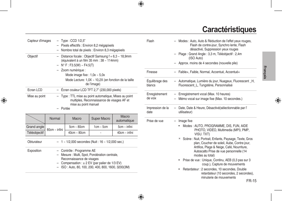Caractéristiques | Samsung i8 User Manual | Page 53 / 184