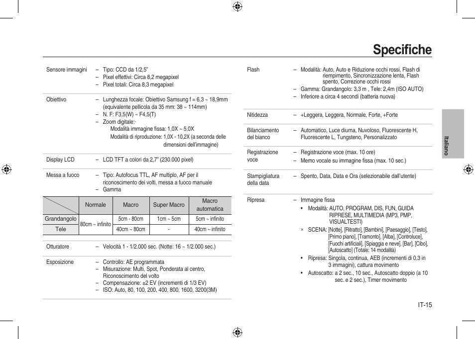 Speciﬁche | Samsung i8 User Manual | Page 71 / 184