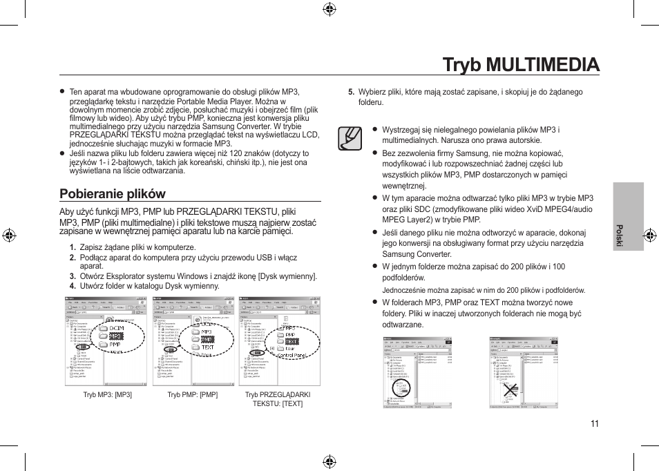 Tryb multimedia, Pobieranie plików | Samsung i8 User Manual | Page 85 / 184