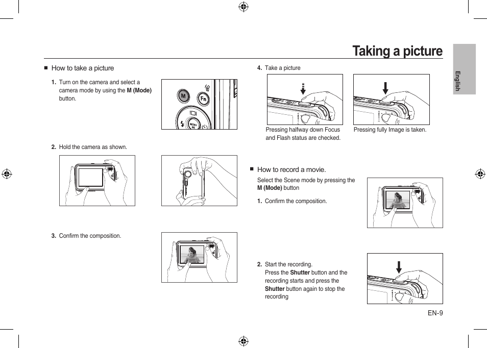 Taking a picture | Samsung i8 User Manual | Page 9 / 184