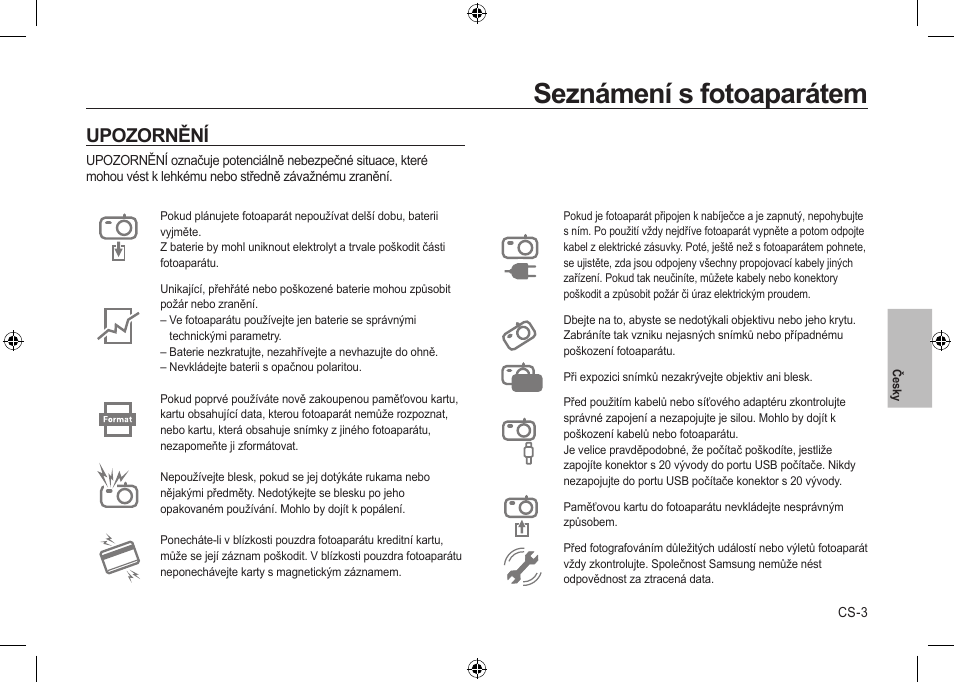 Seznámení s fotoaparátem, Upozornění | Samsung i8 User Manual | Page 95 / 184