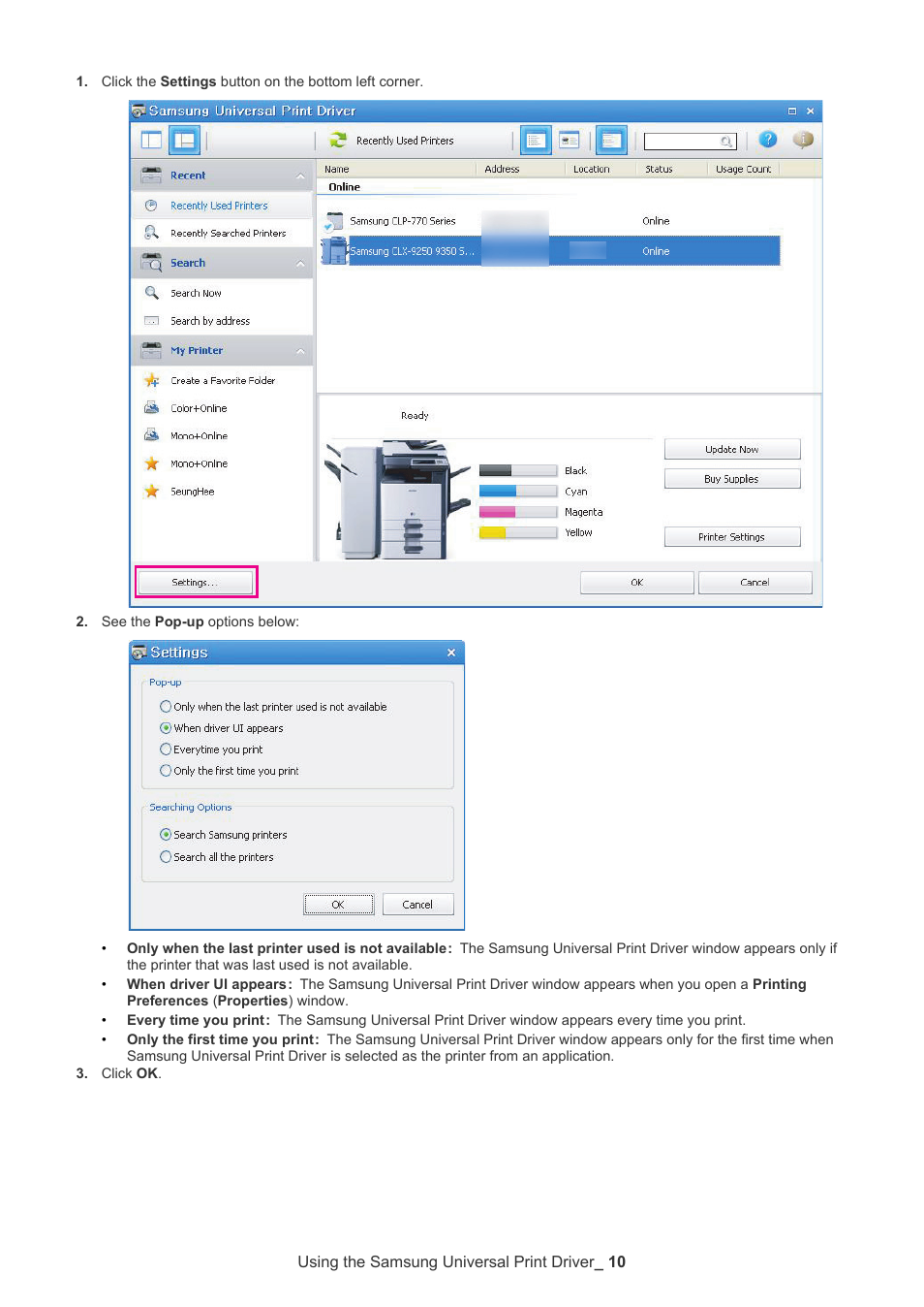 Samsung Universal Print Driver User Manual | Page 10 / 21
