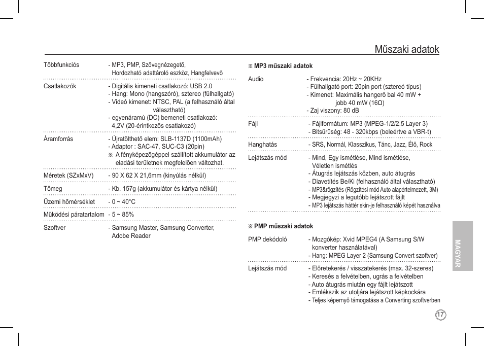 Műszaki adatok | Samsung I80 User Manual | Page 158 / 202