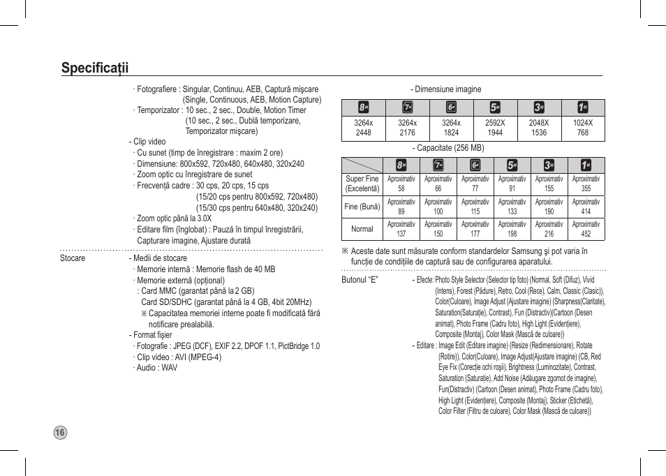 Specificaţii, Ÿ¬ y d c b | Samsung I80 User Manual | Page 177 / 202