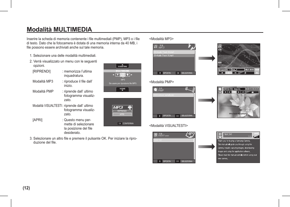Modalità multimedia | Samsung I80 User Manual | Page 73 / 202