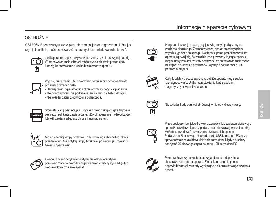 Informacje o aparacie cyfrowym | Samsung I80 User Manual | Page 84 / 202