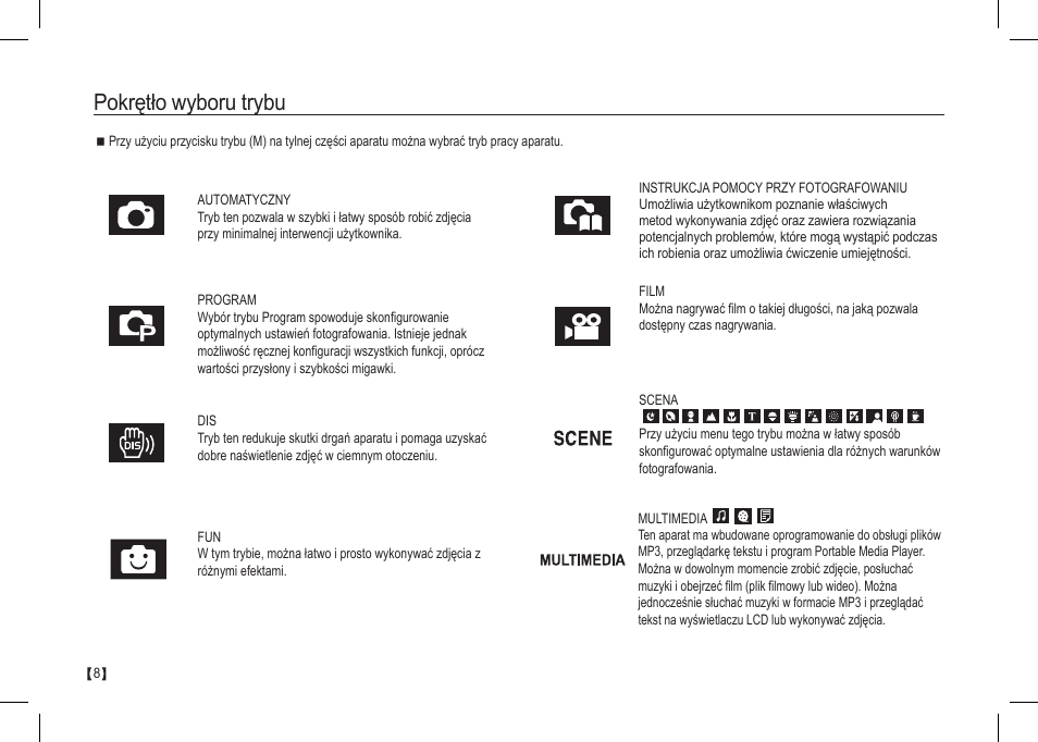 Pokrętło wyboru trybu | Samsung I80 User Manual | Page 89 / 202