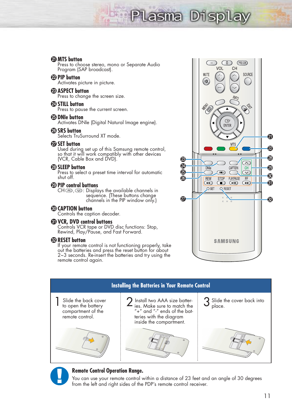 Samsung HPP5581X-XAA User Manual | Page 11 / 128