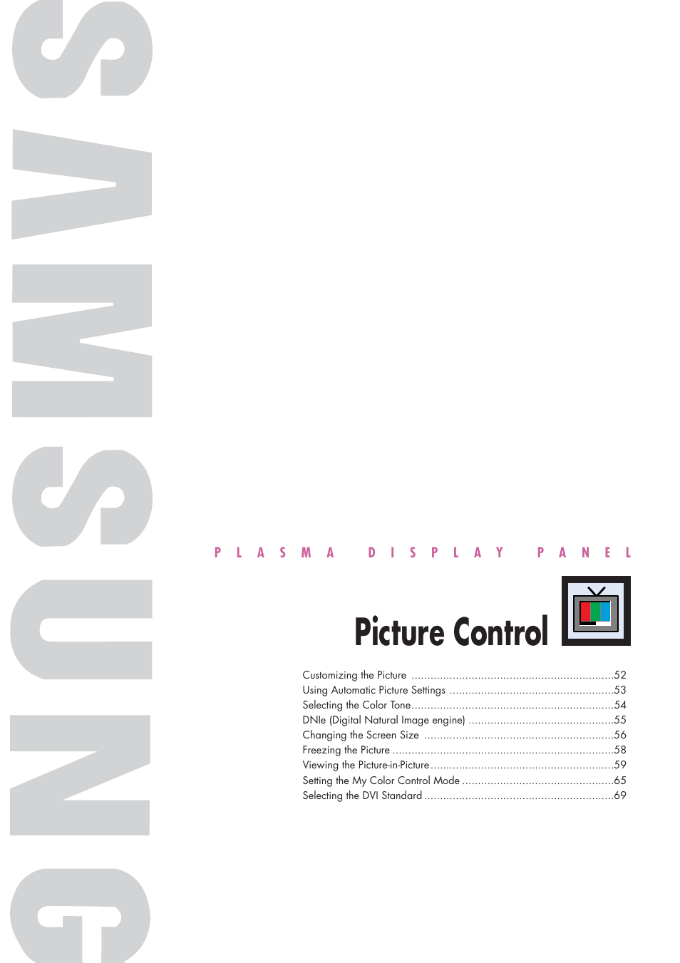 Picture control | Samsung HPP5581X-XAA User Manual | Page 51 / 128