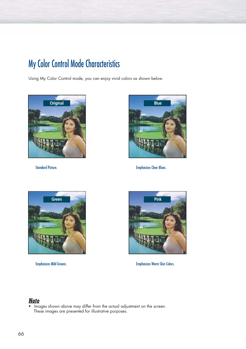 My color control mode characteristics | Samsung HPP5581X-XAA User Manual | Page 66 / 128
