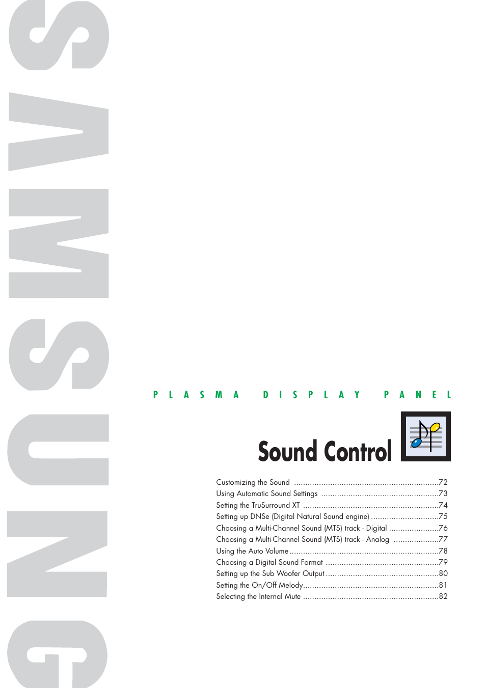 Sound control | Samsung HPP5581X-XAA User Manual | Page 71 / 128