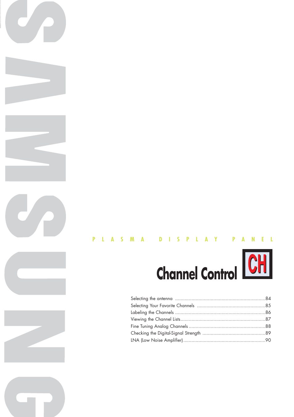 Channel control | Samsung HPP5581X-XAA User Manual | Page 83 / 128