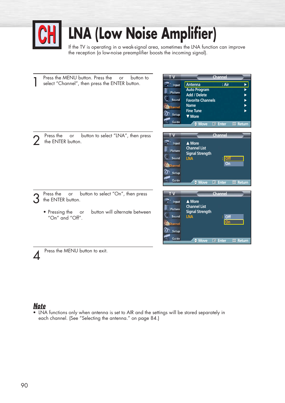 Lna (low noise amplifier) | Samsung HPP5581X-XAA User Manual | Page 90 / 128
