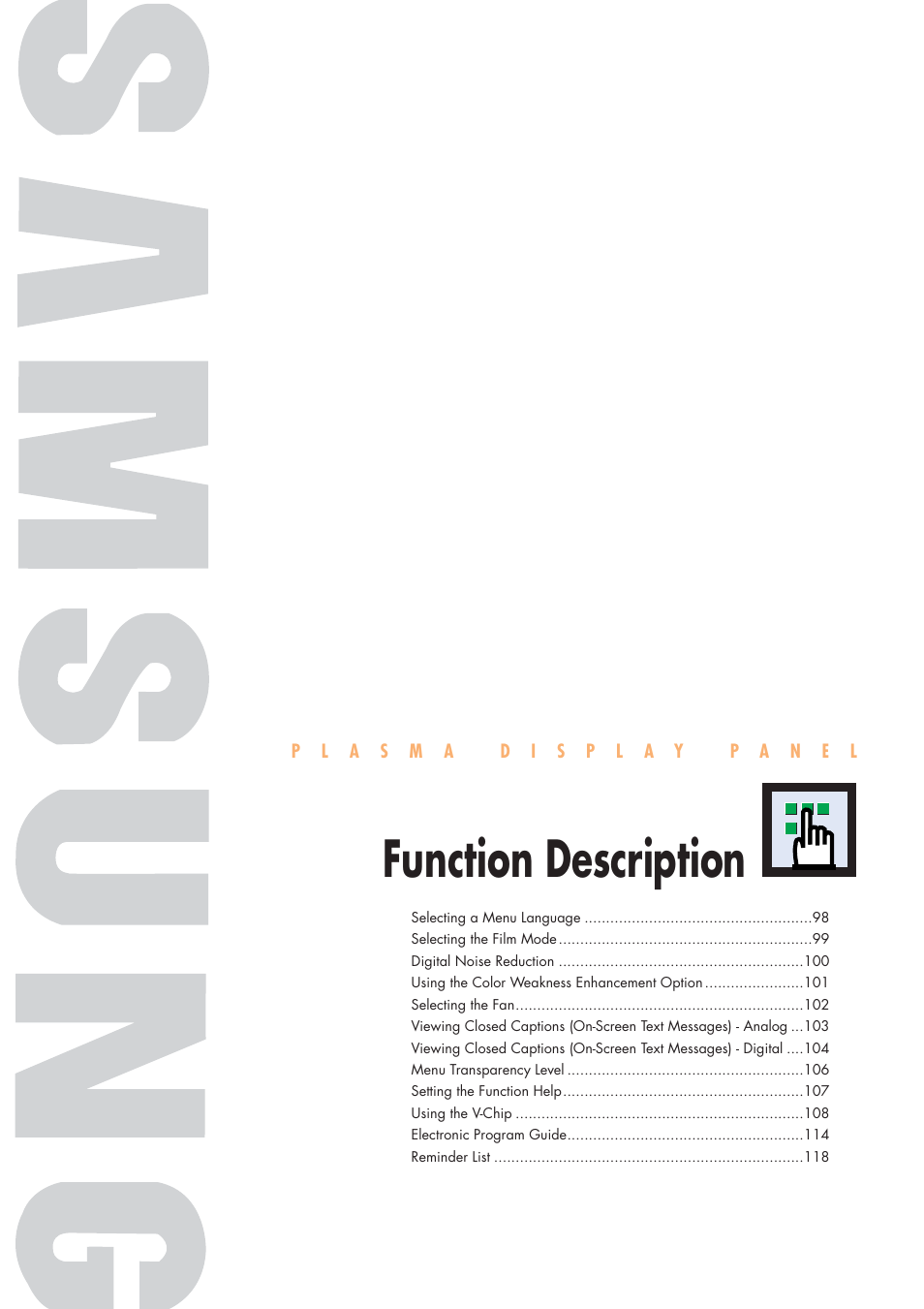 Function description | Samsung HPP5581X-XAA User Manual | Page 97 / 128