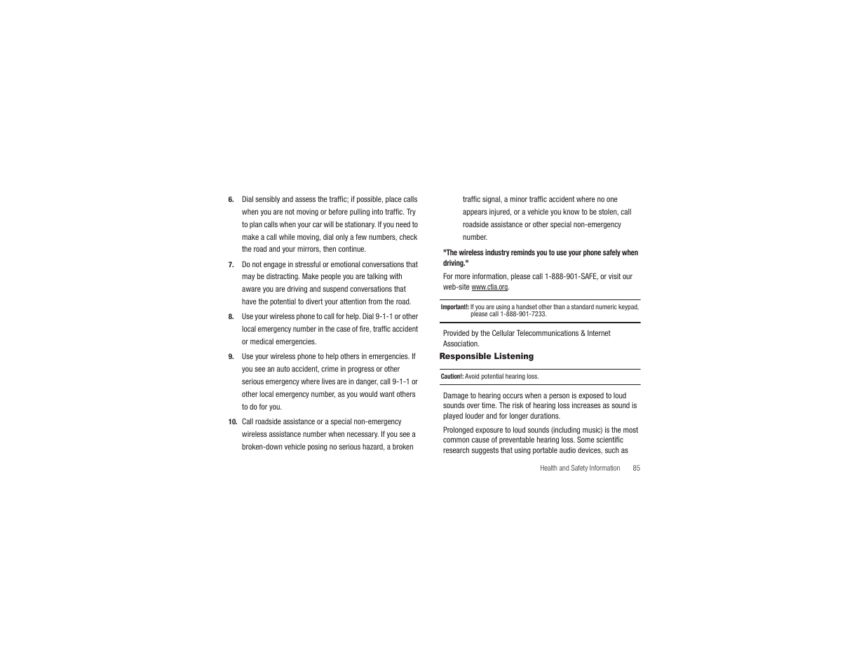 Responsible listening | Samsung SGH-A197ZKAATT User Manual | Page 89 / 110