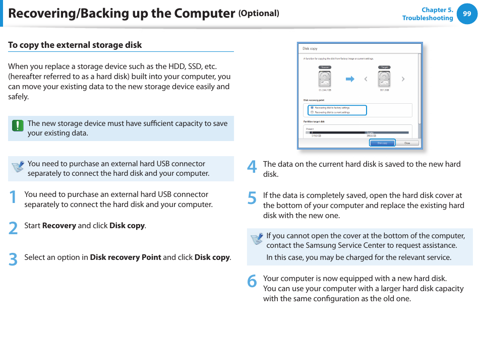 Recovering/backing up the computer | Samsung NP355V5C-S01US User Manual | Page 100 / 140