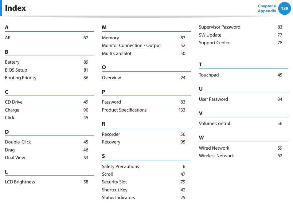 Index | Samsung NP355V5C-S01US User Manual | Page 140 / 140