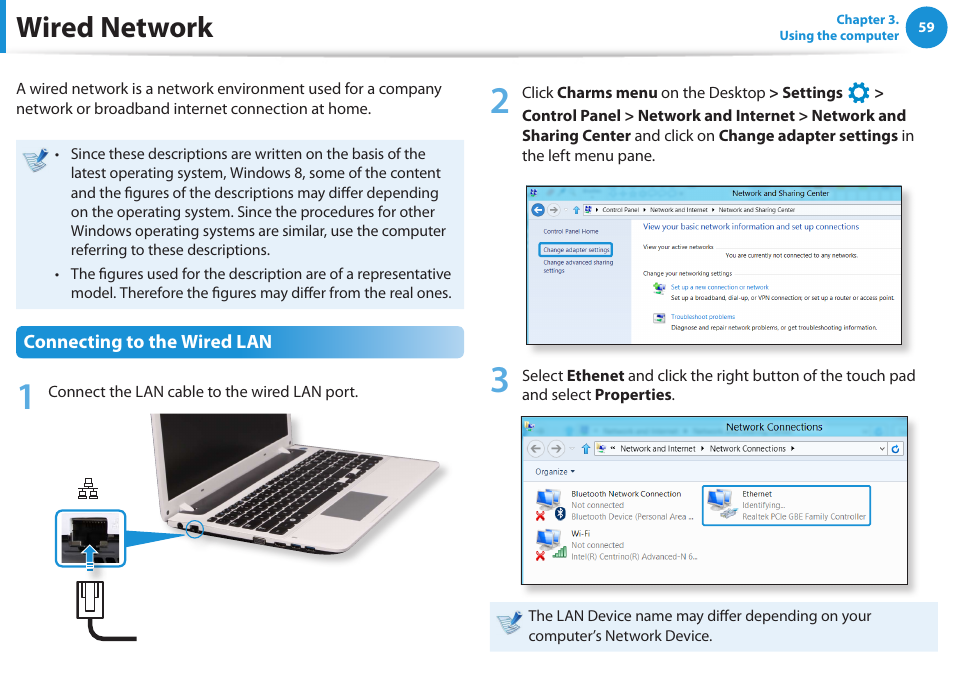 Wired network | Samsung NP355V5C-S01US User Manual | Page 60 / 140