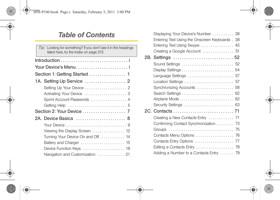 Samsung SPH-P100ZKASPR User Manual | Page 3 / 238