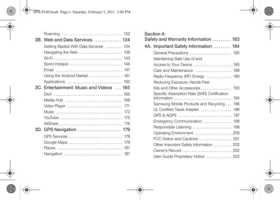 Samsung SPH-P100ZKASPR User Manual | Page 5 / 238